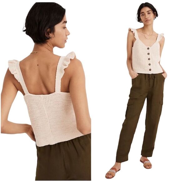 MADEWELL Ruffle Strap Button Front Sweater Tank
Size XL NWT - Picture 1 of 14
